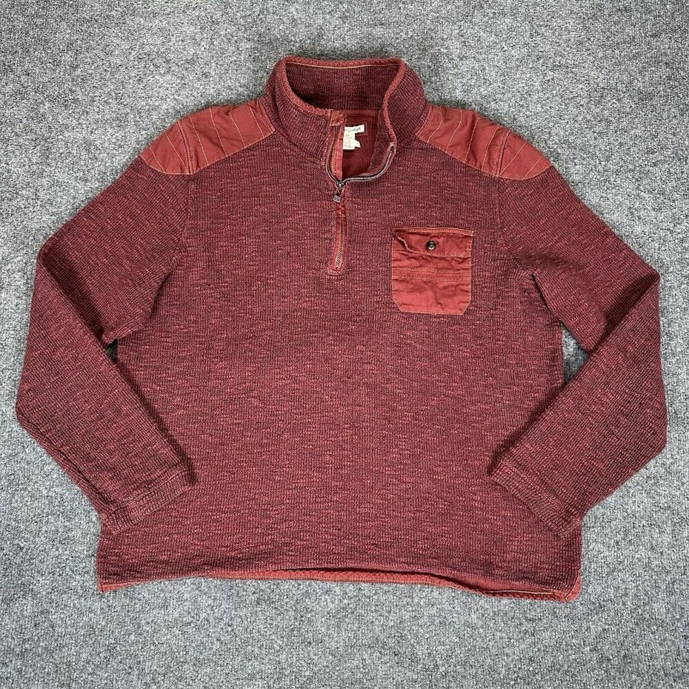 Carbon 2 Cobalt Sweater Mens Large Red 1/4‎ Zip Knit Pulover Casual Pocket Adult